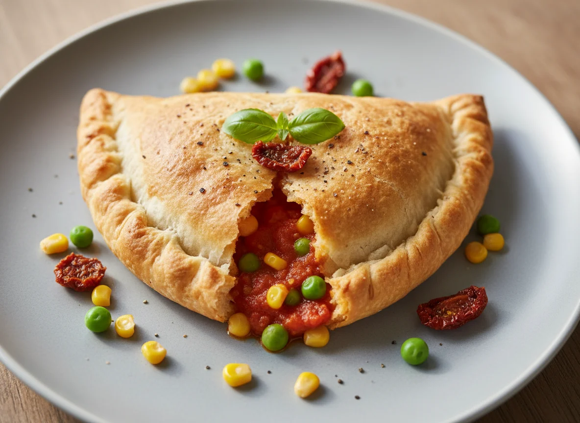 Gefüllte Teigtasche mit Gemüsefüllung photo