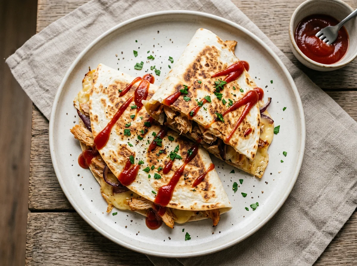 Gefüllte Tortillas mit Käse und Ketchup photo