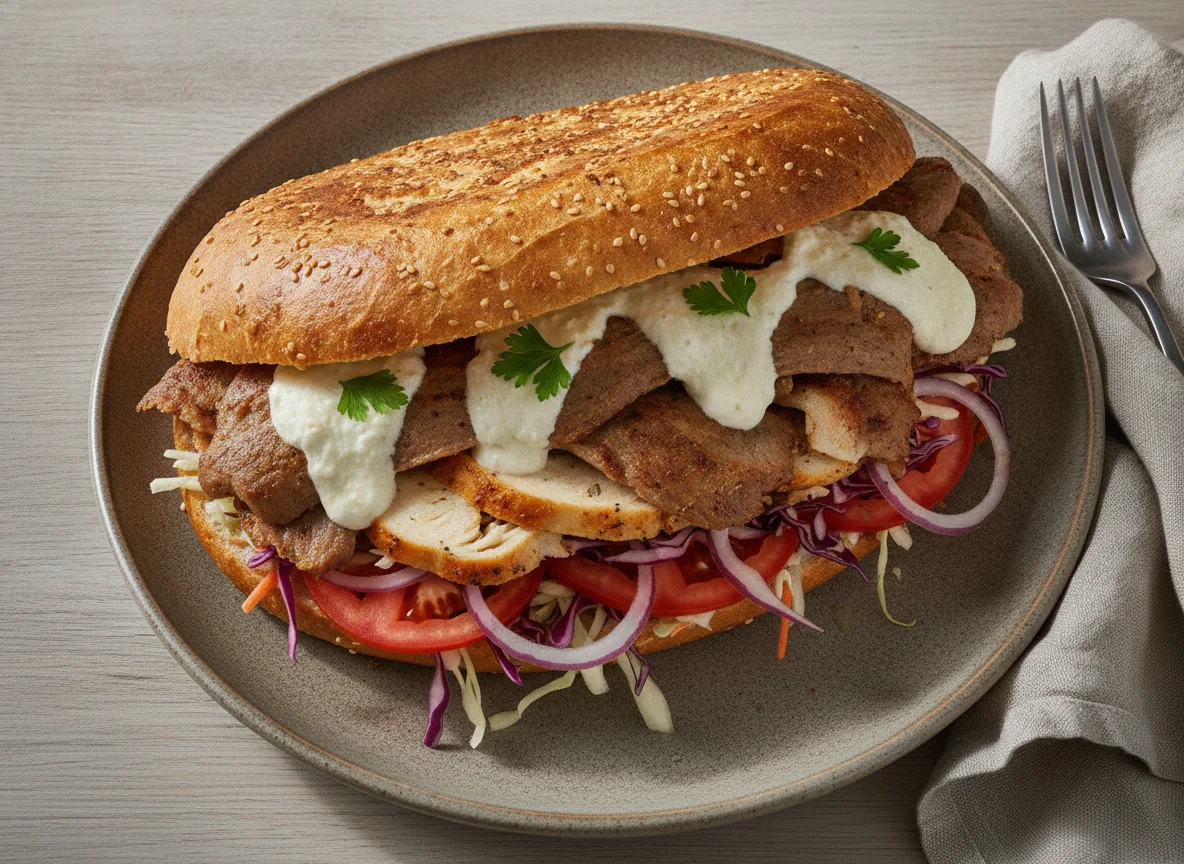 Gefülltes Fladenbrot (Döner-Style) photo
