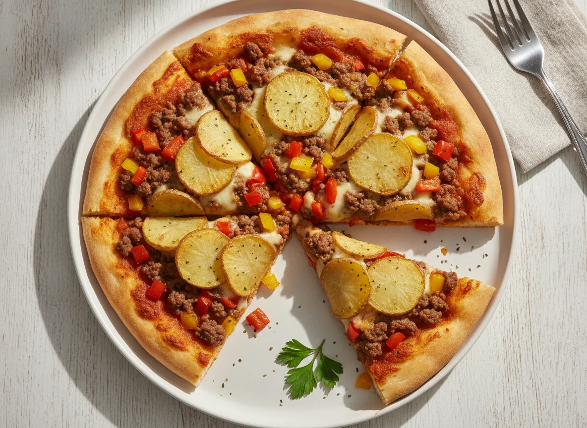 Gefülltes Fladenbrot mit Hackfleisch und Gemüse photo