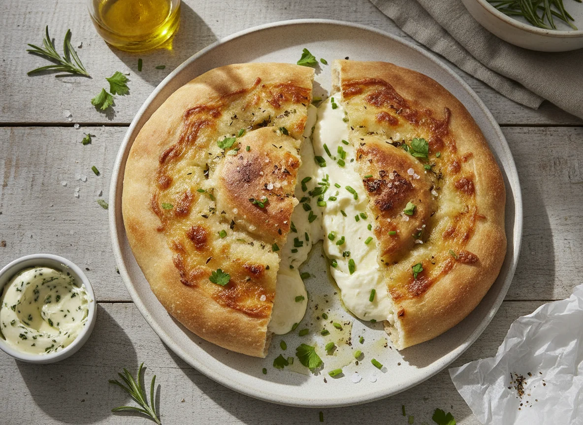 Gefülltes Fladenbrot mit Käse photo