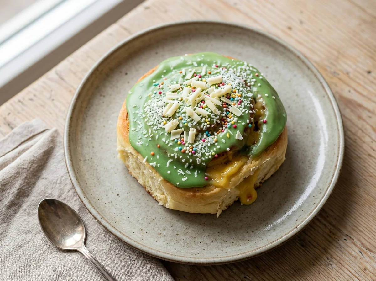 Gefülltes Gebäck mit Zuckerguss photo