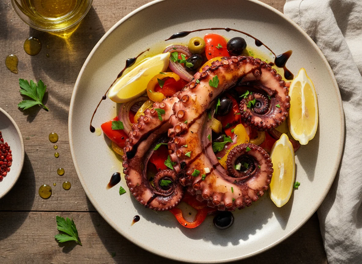 Gegrillter Oktopus mit Gemüse photo