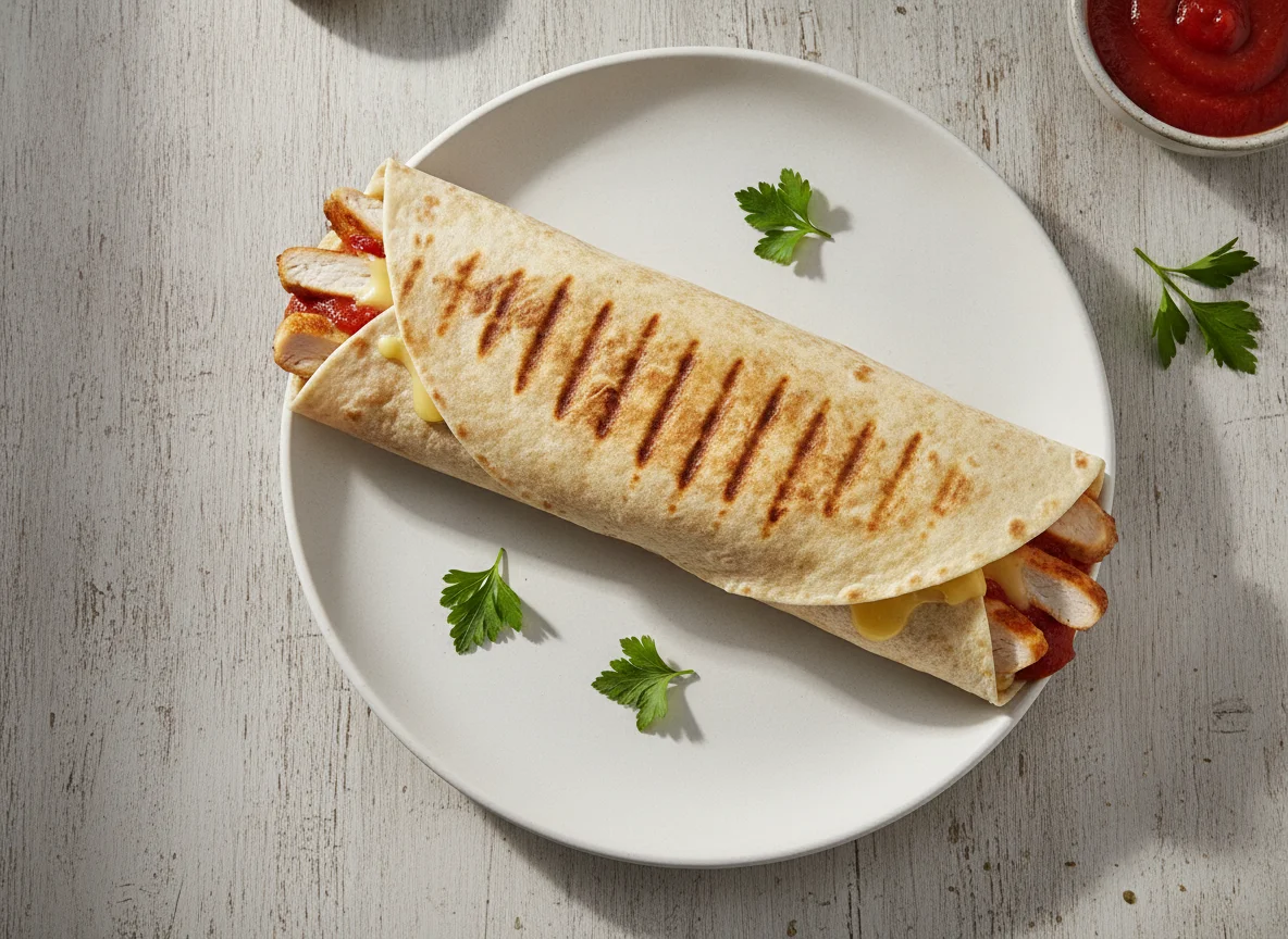 Gegrillter Wrap mit Fleischfüllung photo