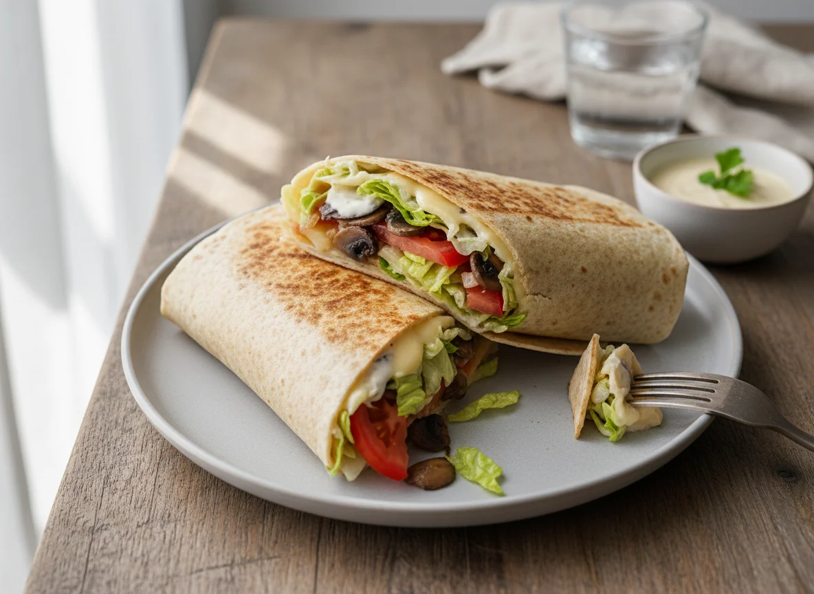 Gegrillter Wrap mit Käse und Gemüse photo