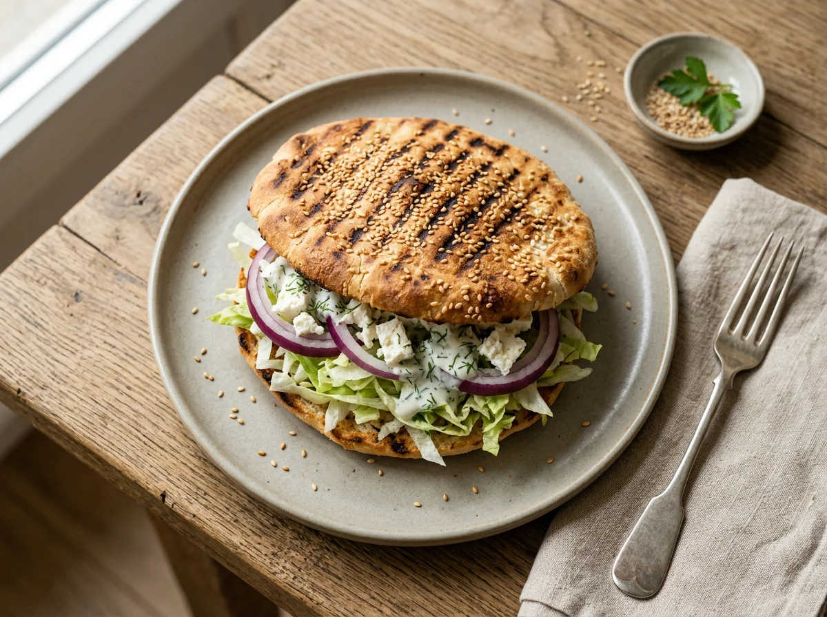 Gegrilltes Fladenbrot-Sandwich photo