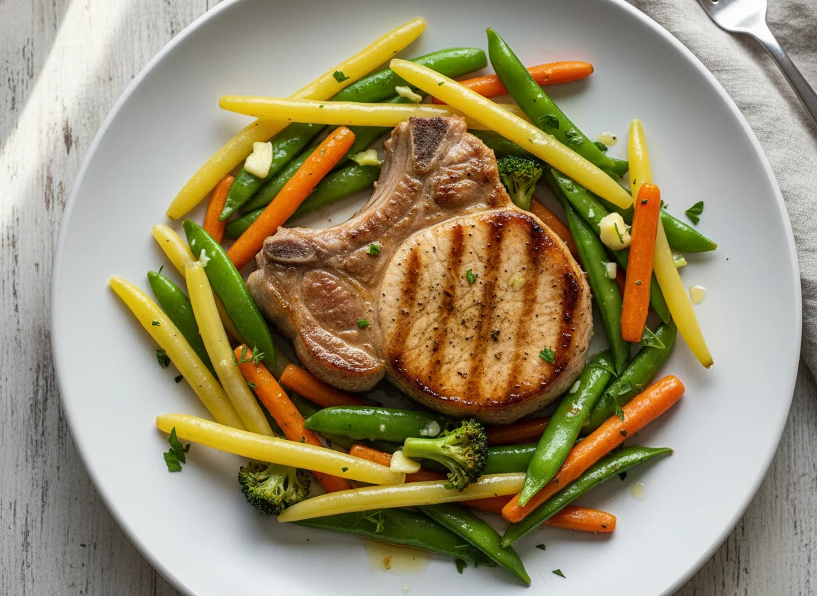 Gegrilltes Fleisch mit gemischtem Gemüse photo