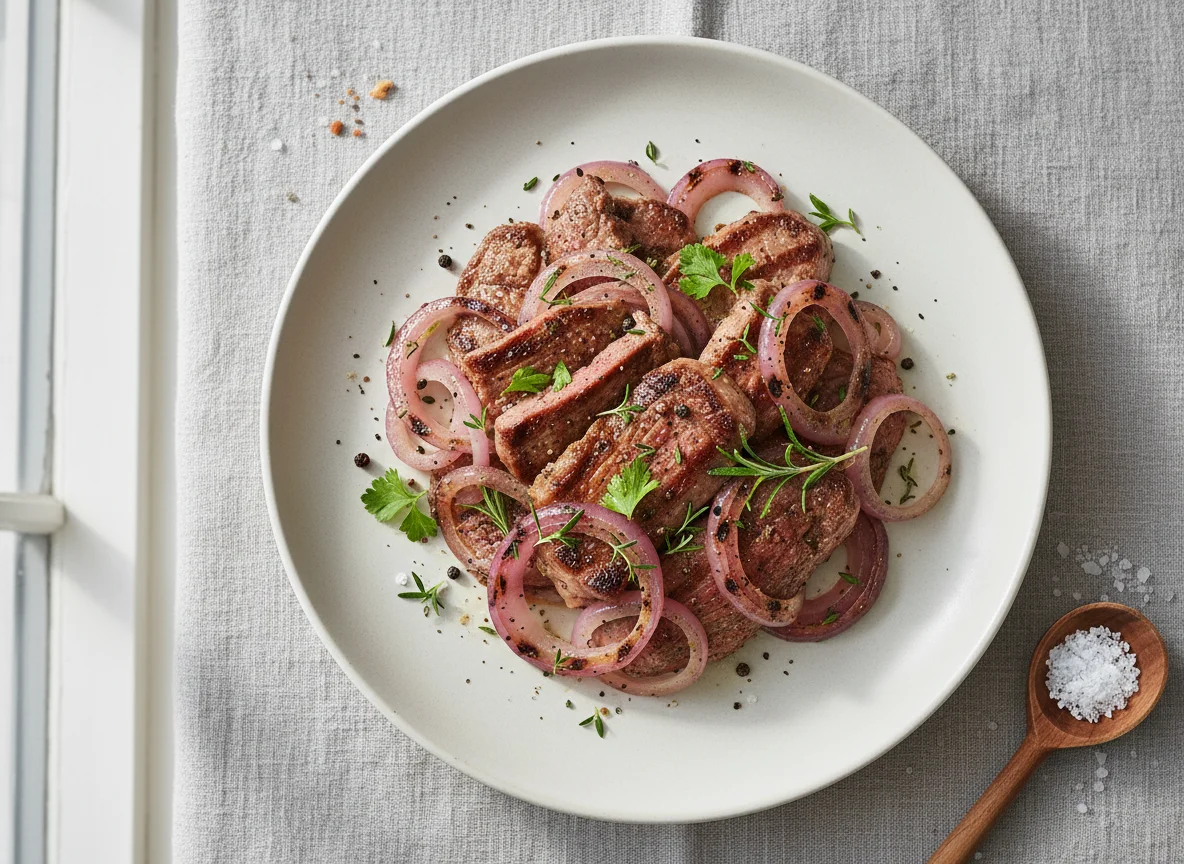 Gegrilltes Fleisch mit Zwiebeln photo