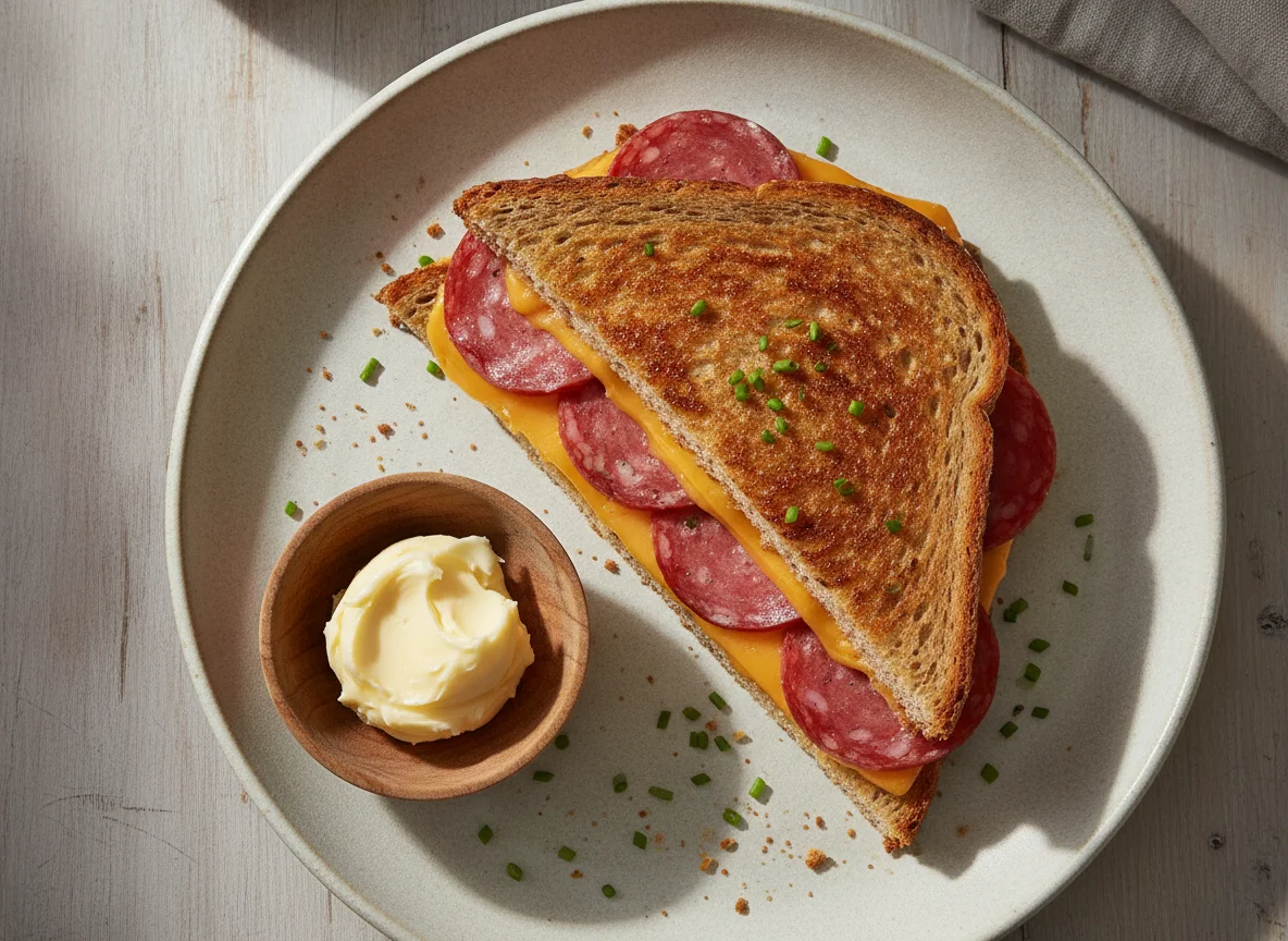 Gegrilltes Salami-Käse-Sandwich photo