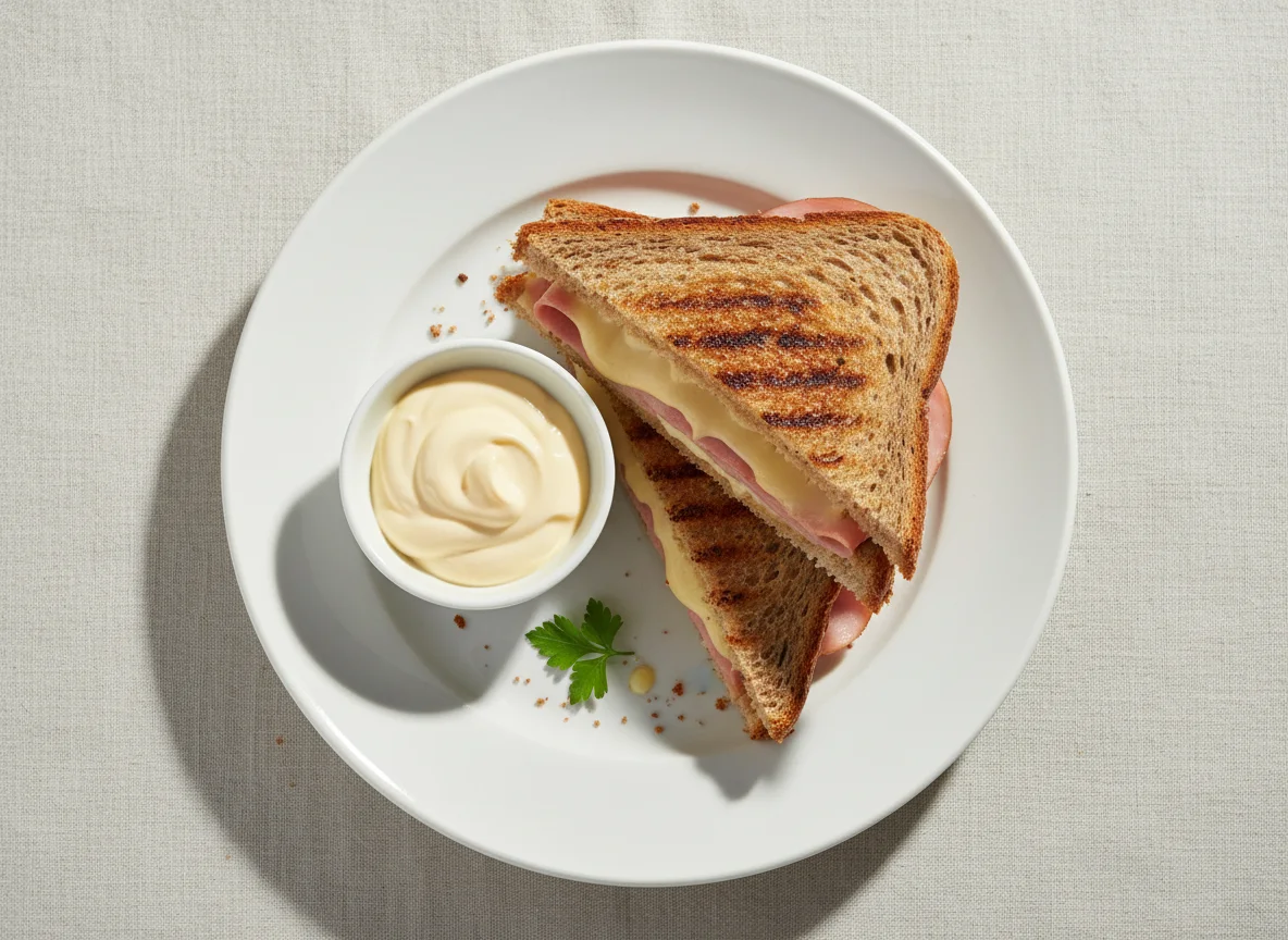 Gegrilltes Sandwich mit Schinken und Käse photo