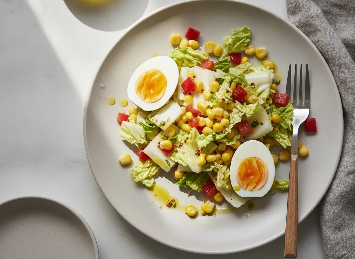 Gekochte Eier mit gemischtem Salat photo