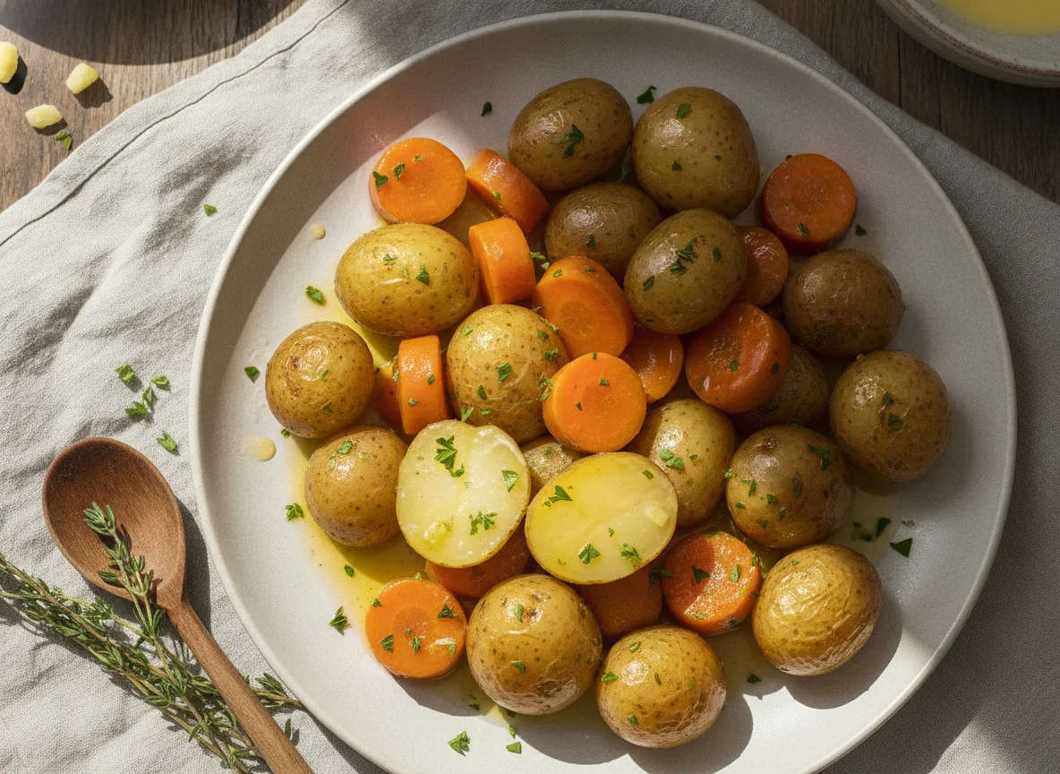 Gekochte Kartoffeln und Karotten photo