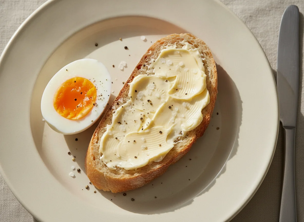 Gekochtes Ei mit Butterbrot photo