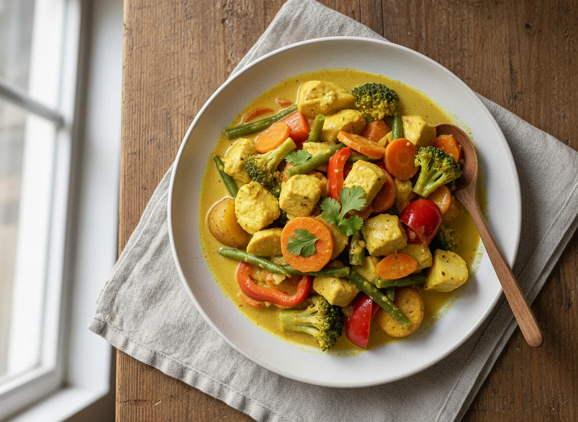 Gelbes Curry mit Huhn und Gemüse photo