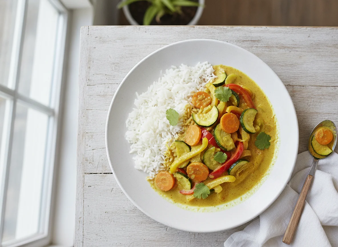 Gelbes Curry mit Reis photo