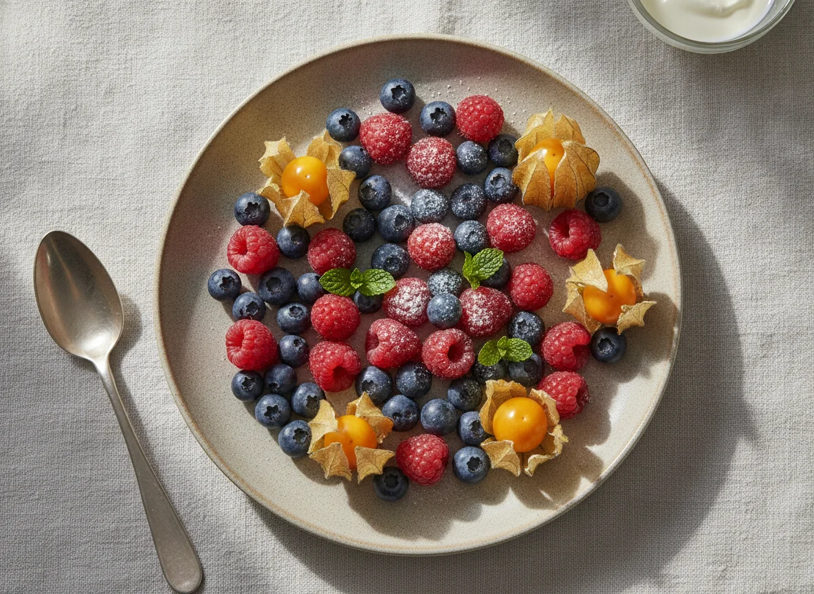 Gemischte Beeren und Physalis photo