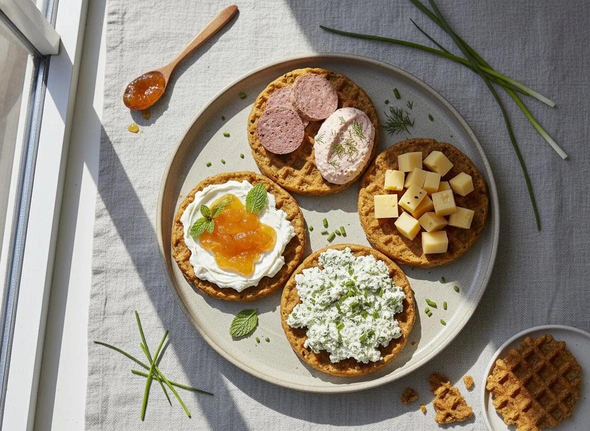 Gemischte Linsenwaffeln und Käse photo