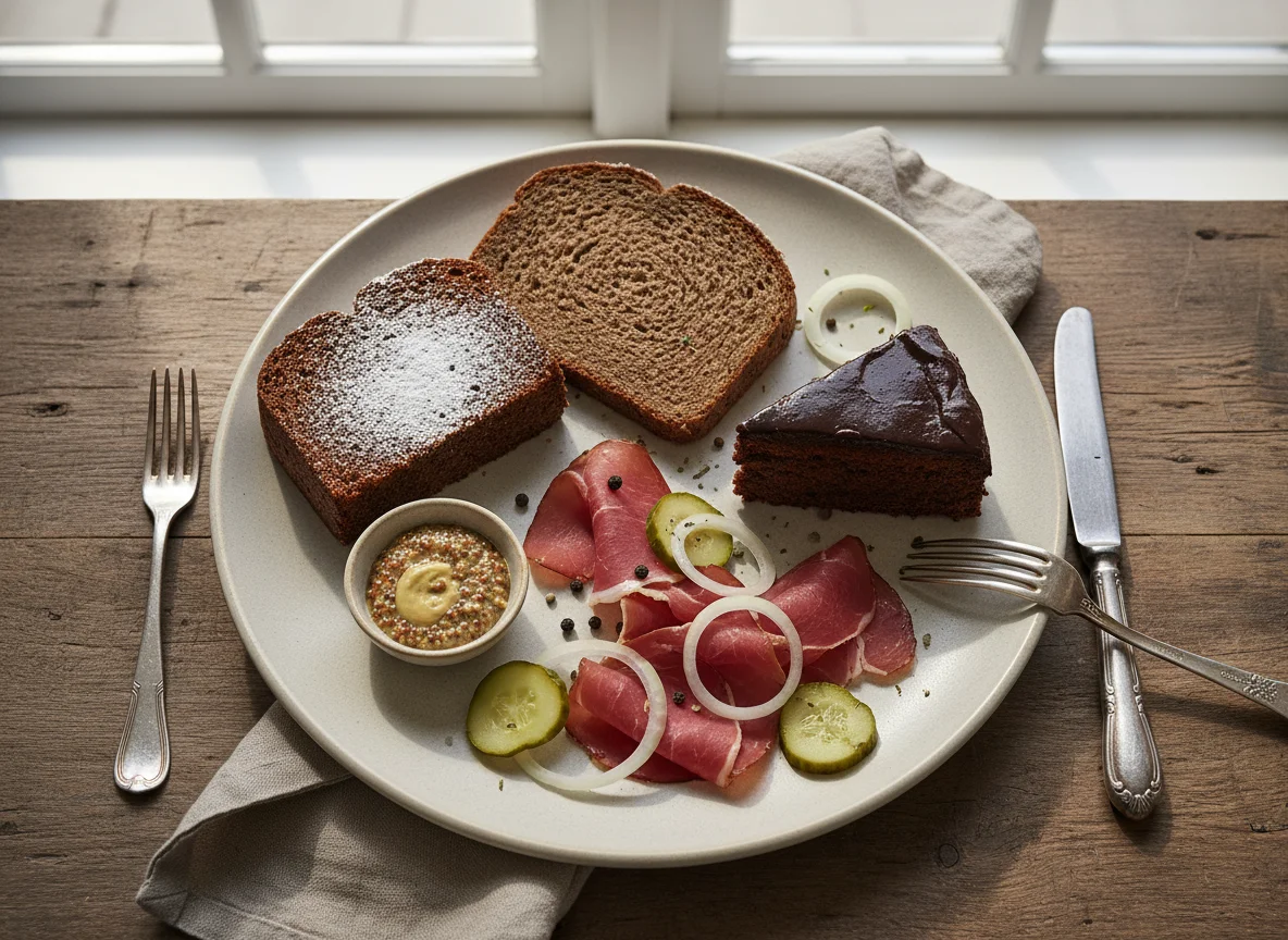 Gemischte Vorspeisen und Kuchen photo
