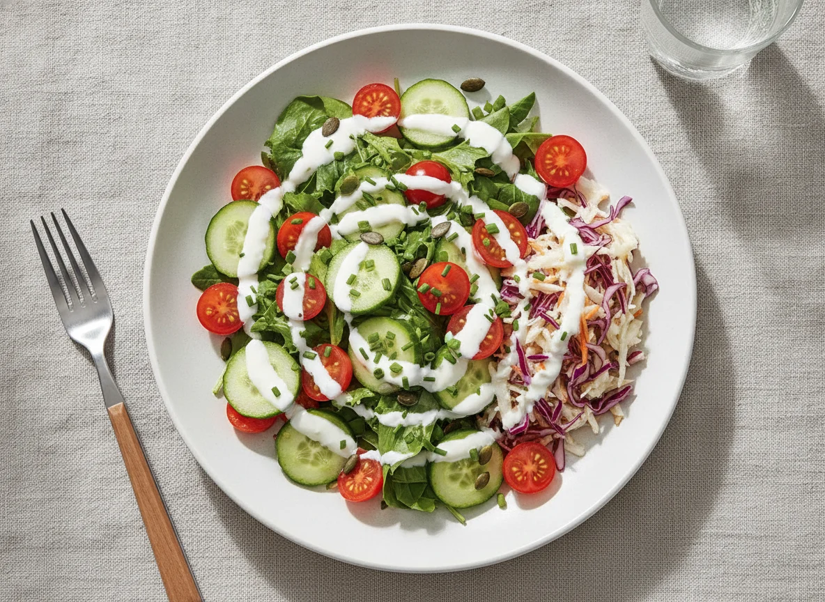 Gemischter Beilagensalat mit Dressing photo
