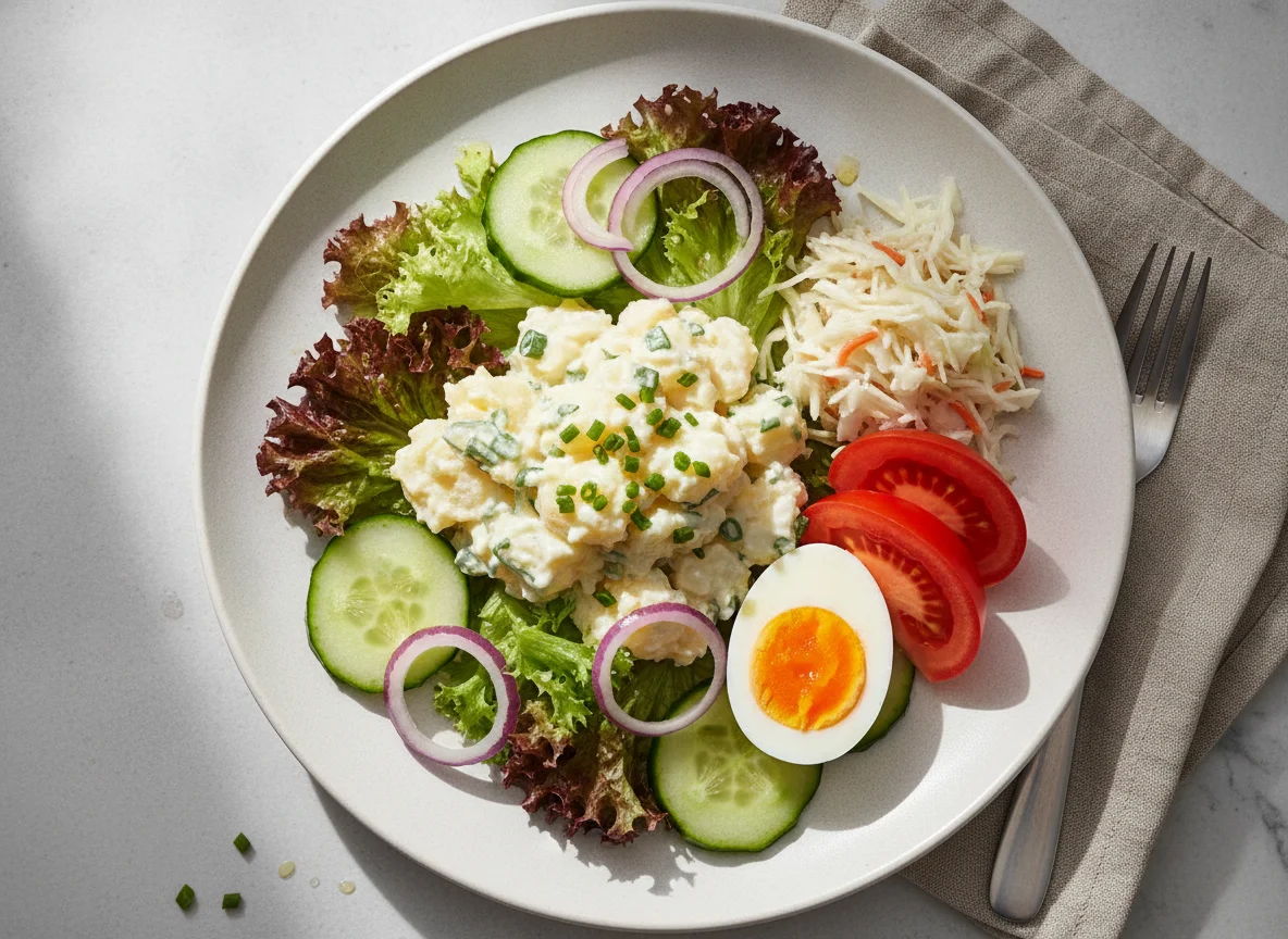 Gemischter Beilagensalat mit Ei photo