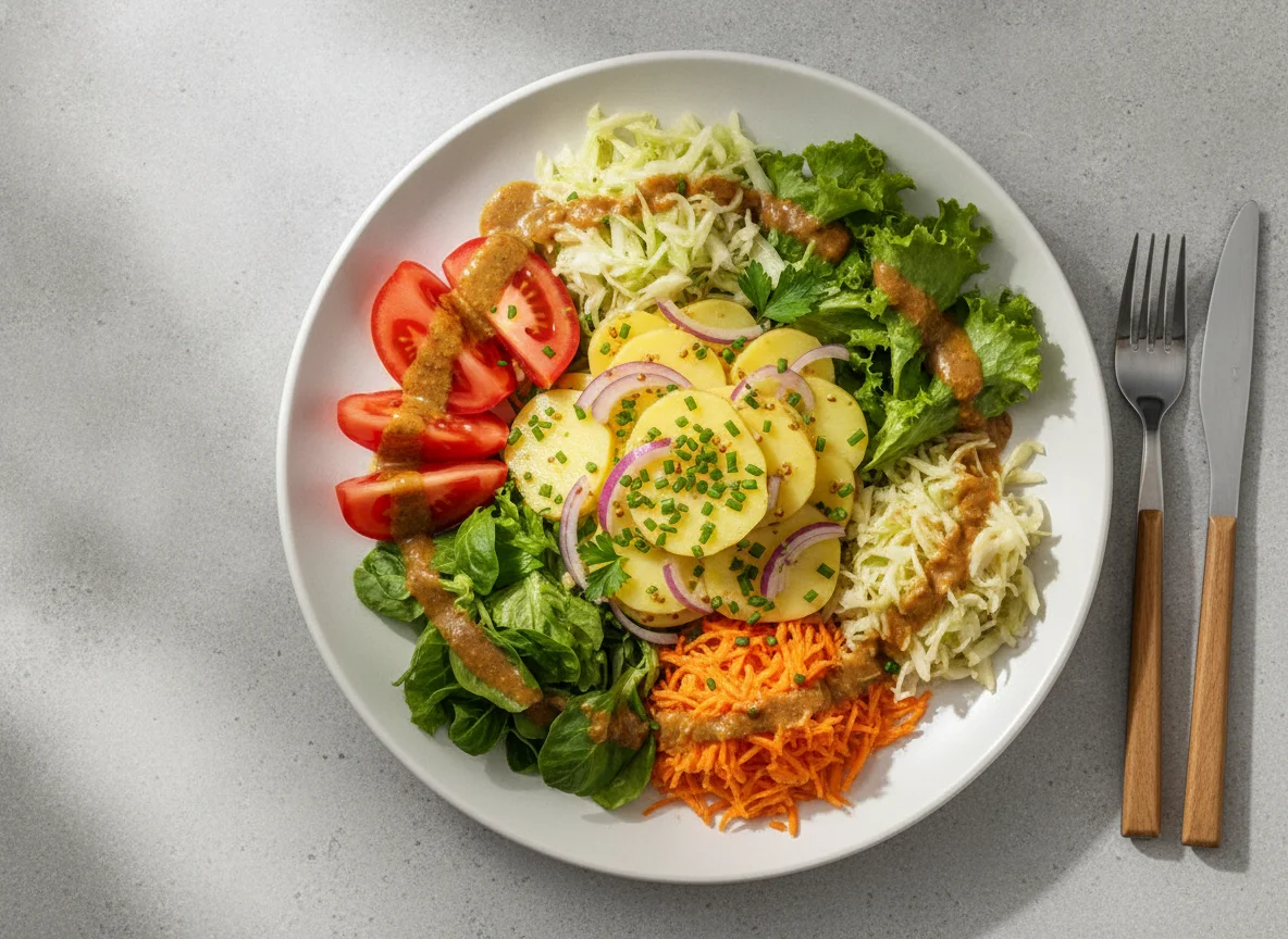 Gemischter Beilagensalat mit Kartoffelsalat photo