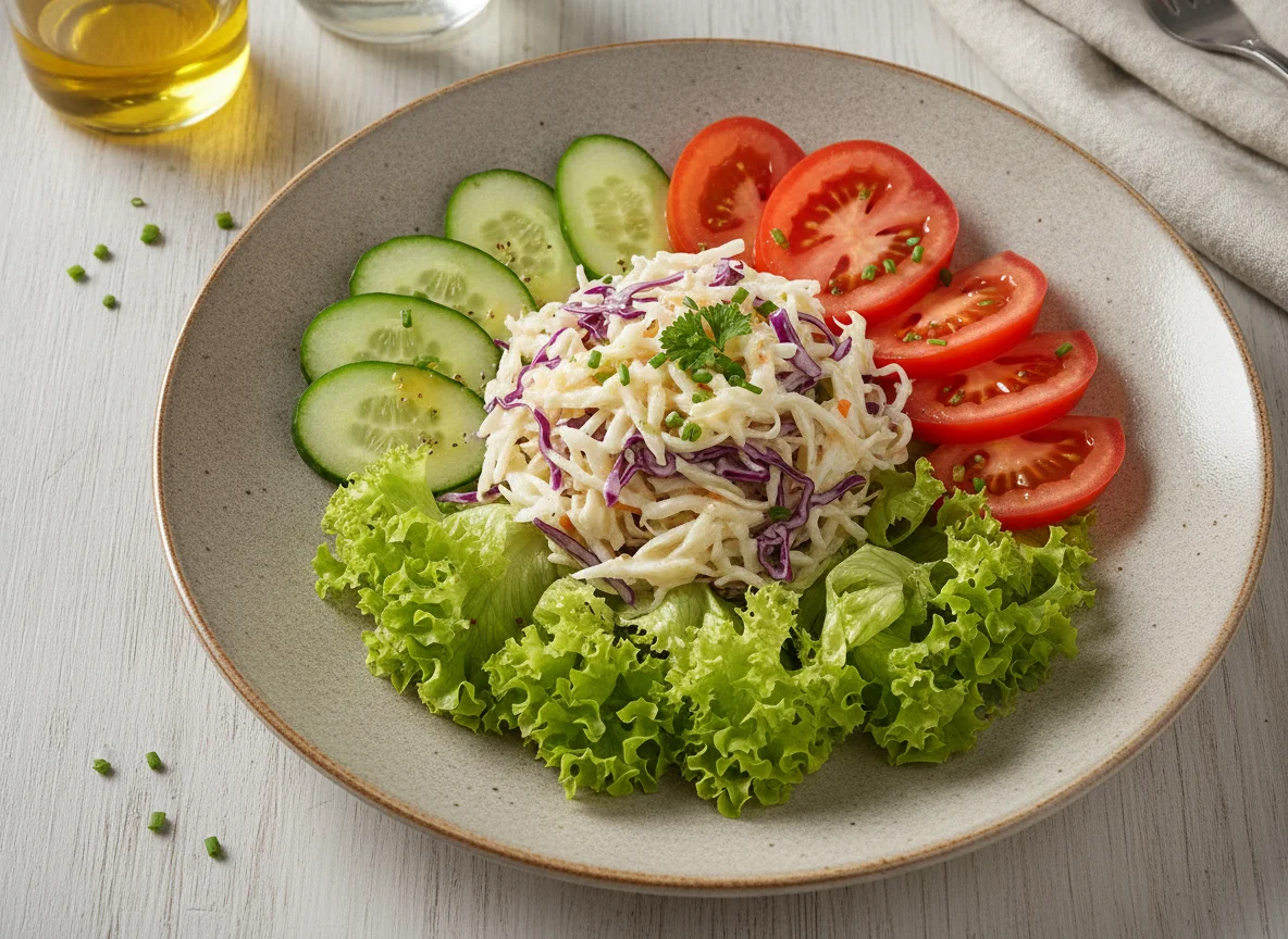 Gemischter Beilagensalat mit Krautsalat photo