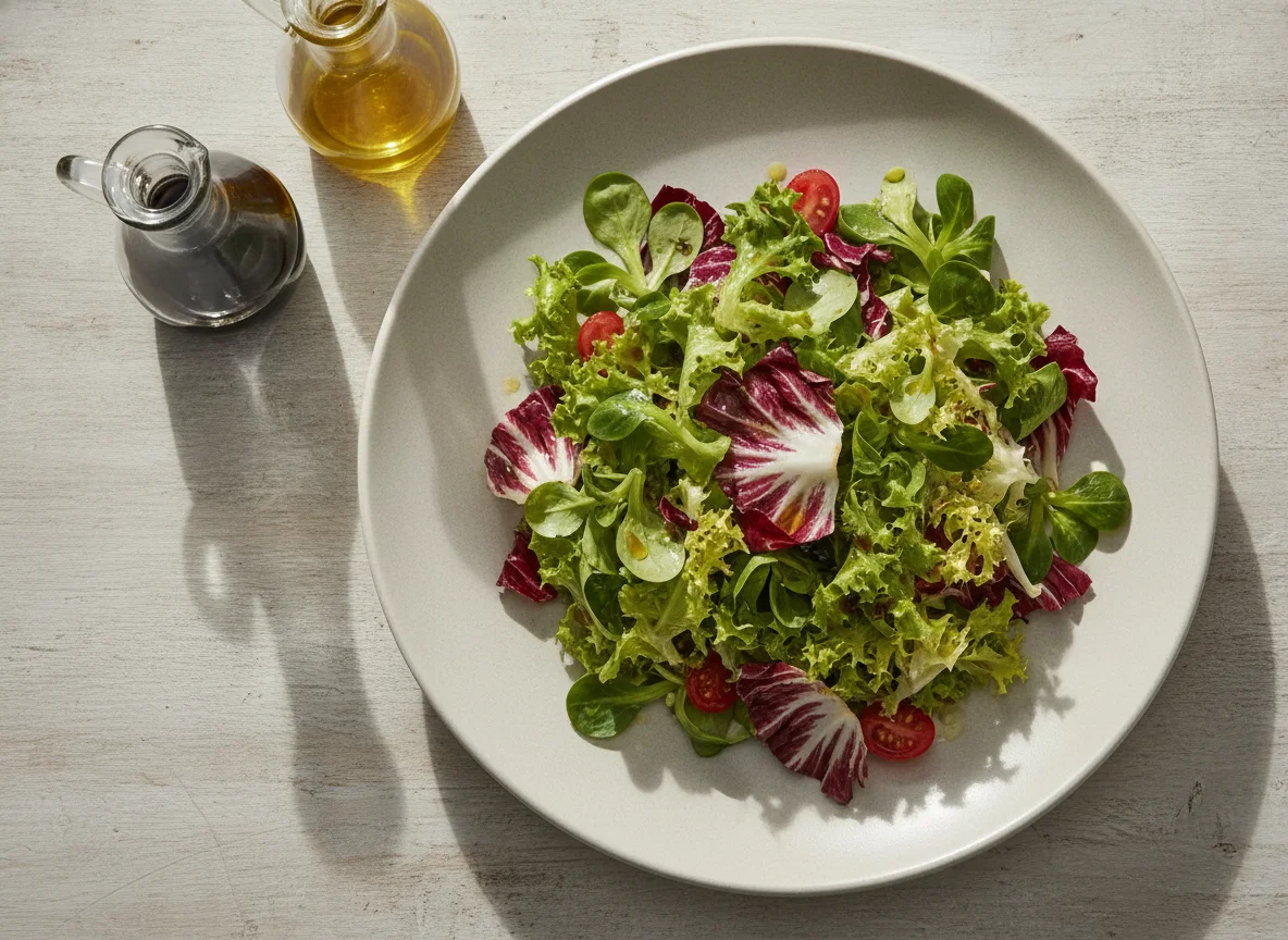 Gemischter Blattsalat mit Balsamico-Dressing photo