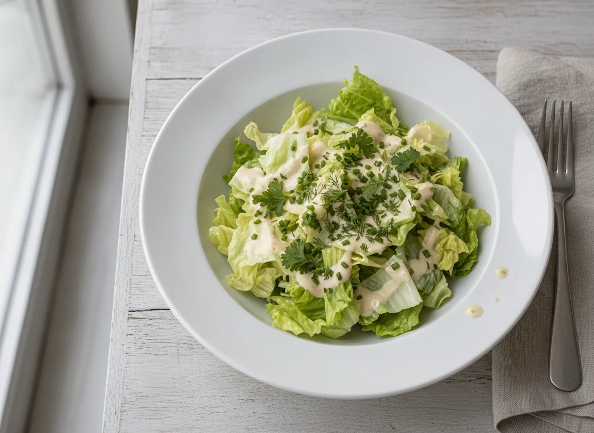 Gemischter Blattsalat mit cremiger Sauce photo