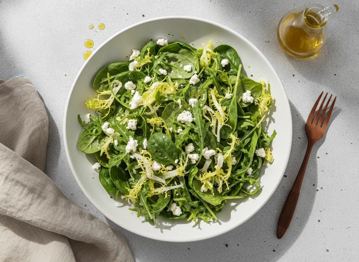 Gemischter Blattsalat mit Feta photo