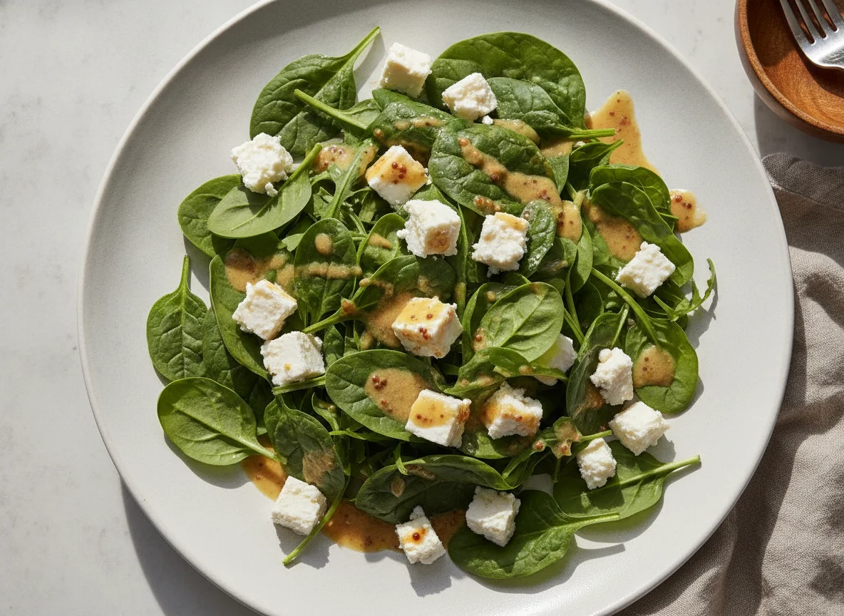 Gemischter Blattsalat mit Feta und Dressing photo