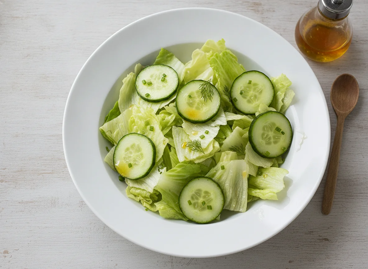 Gemischter Blattsalat mit Gurken photo