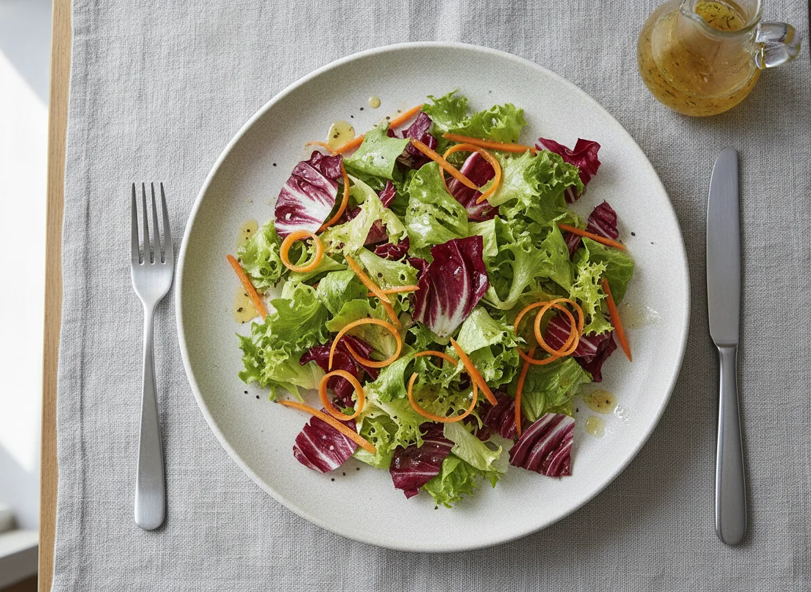 Gemischter Blattsalat mit Karotten photo