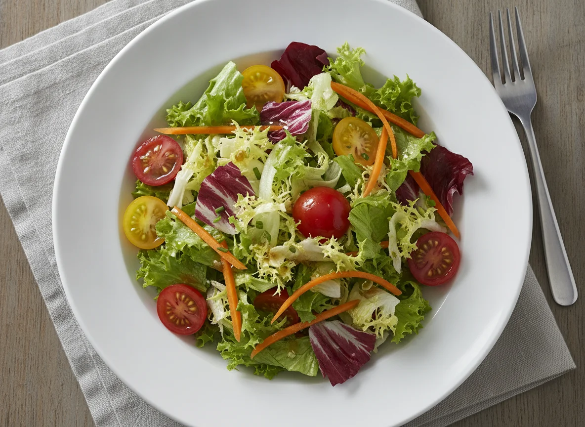 Gemischter Blattsalat mit Karotten und Tomaten photo
