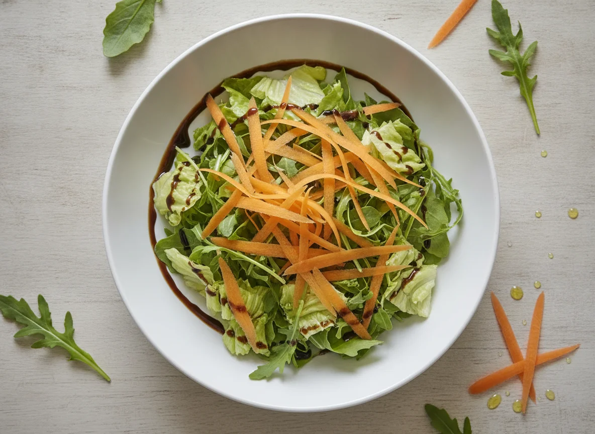 Gemischter Blattsalat mit Karottenstreifen photo