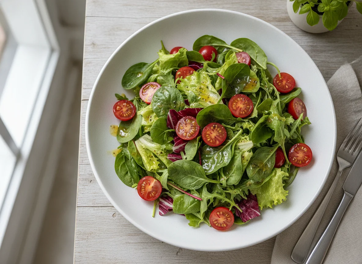 Gemischter Blattsalat mit Kirschtomate photo