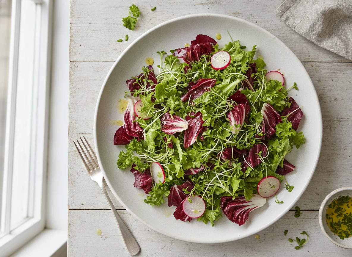 Gemischter Blattsalat mit Kräutern photo