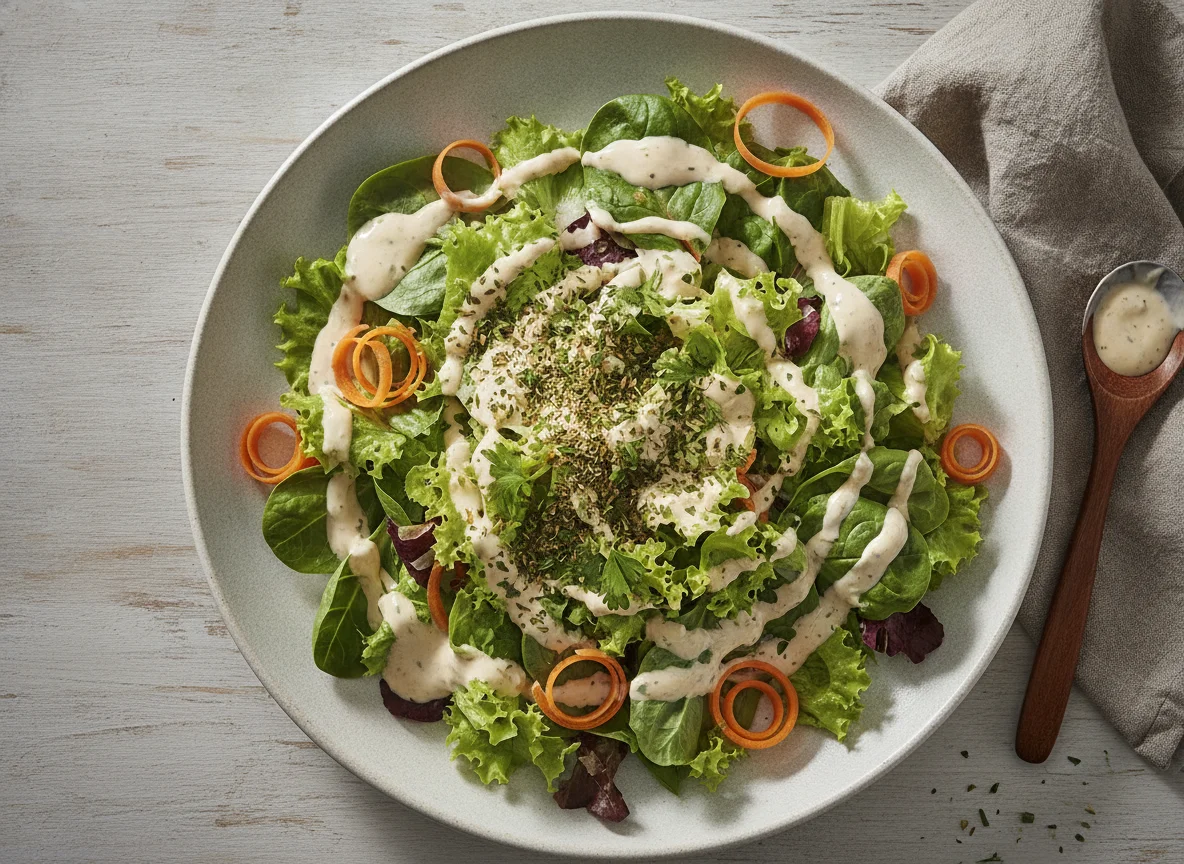 Gemischter Blattsalat mit Rahmdressing photo