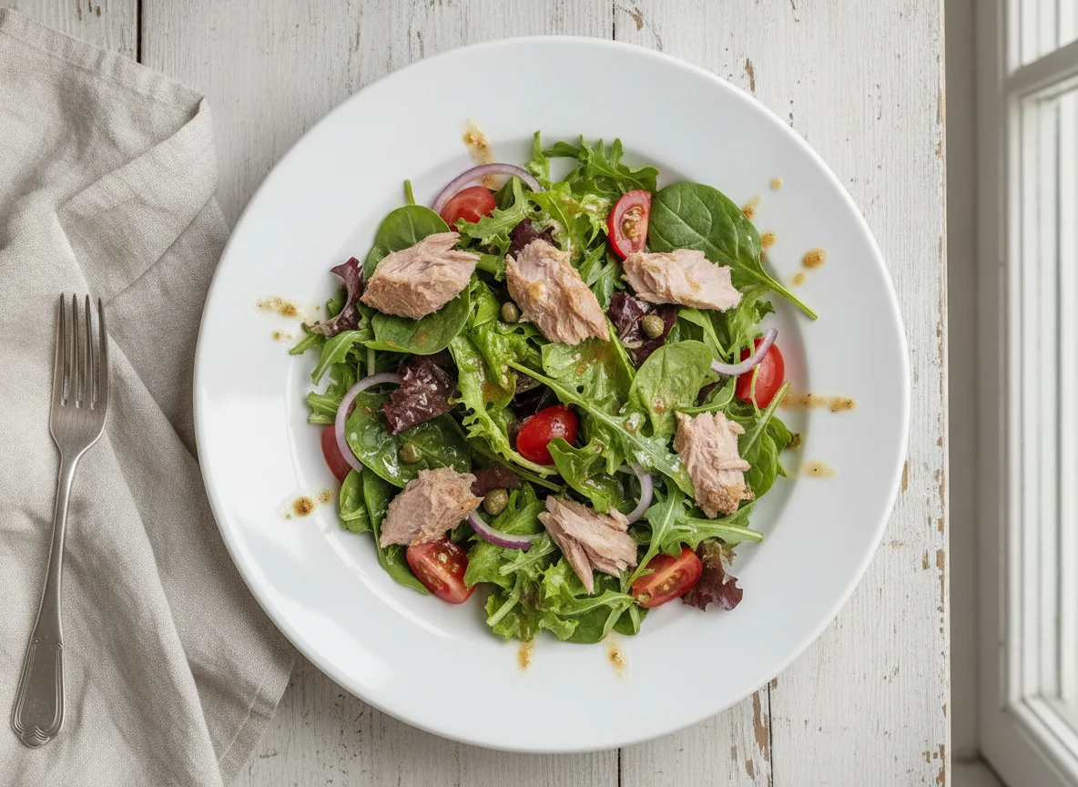 Gemischter Blattsalat mit Thunfisch photo