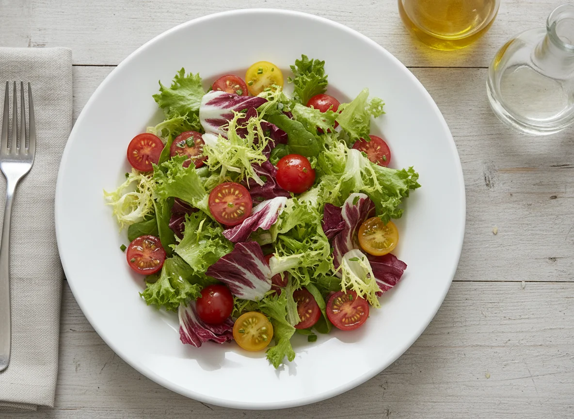 Gemischter Blattsalat mit Tomate photo