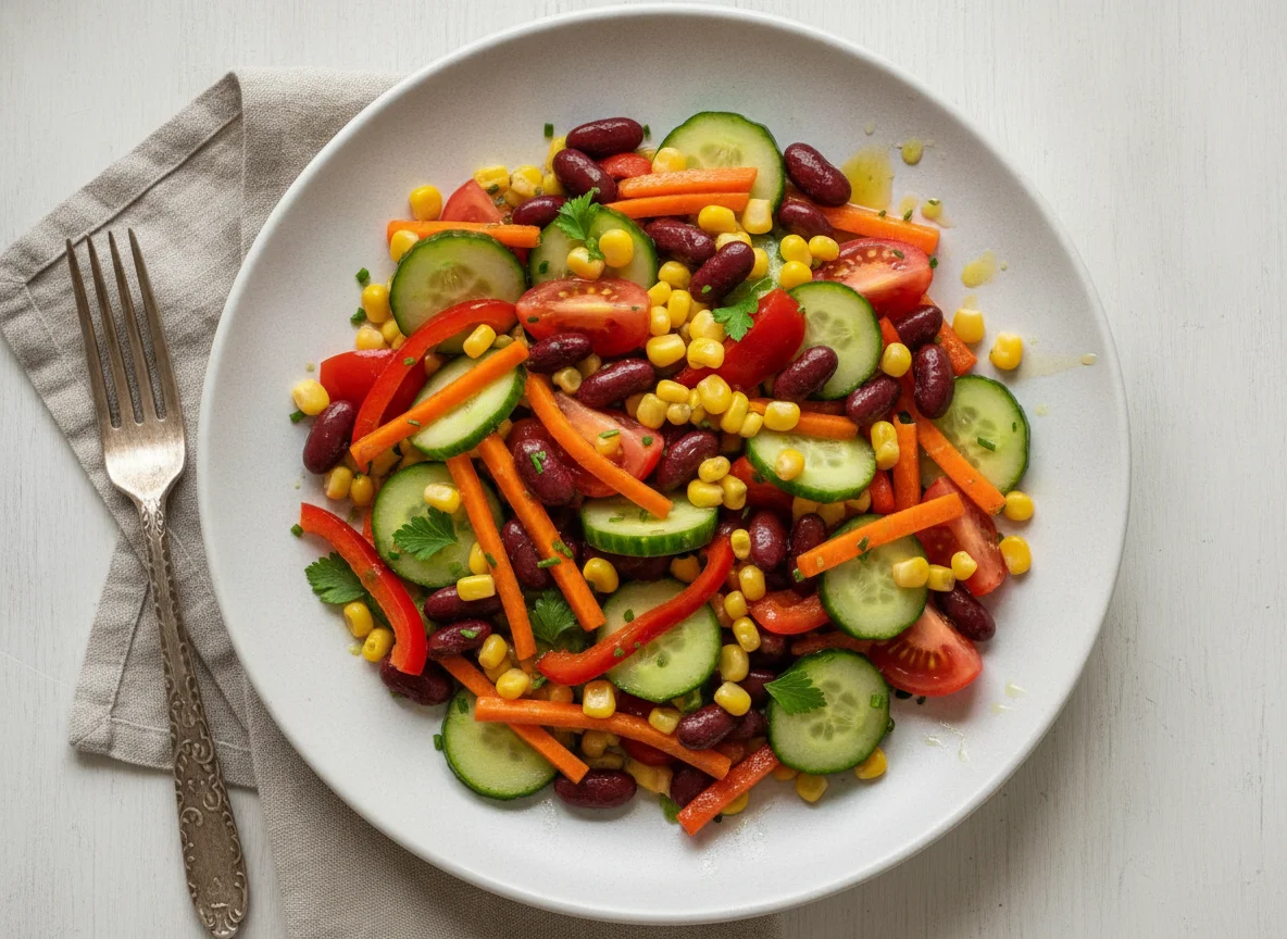 Gemischter Bohnen- und Gemüsesalat photo