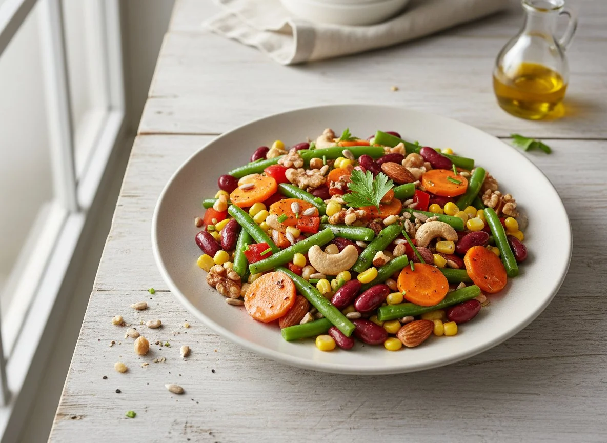 Gemischter Bohnen-Nuss-Salat photo