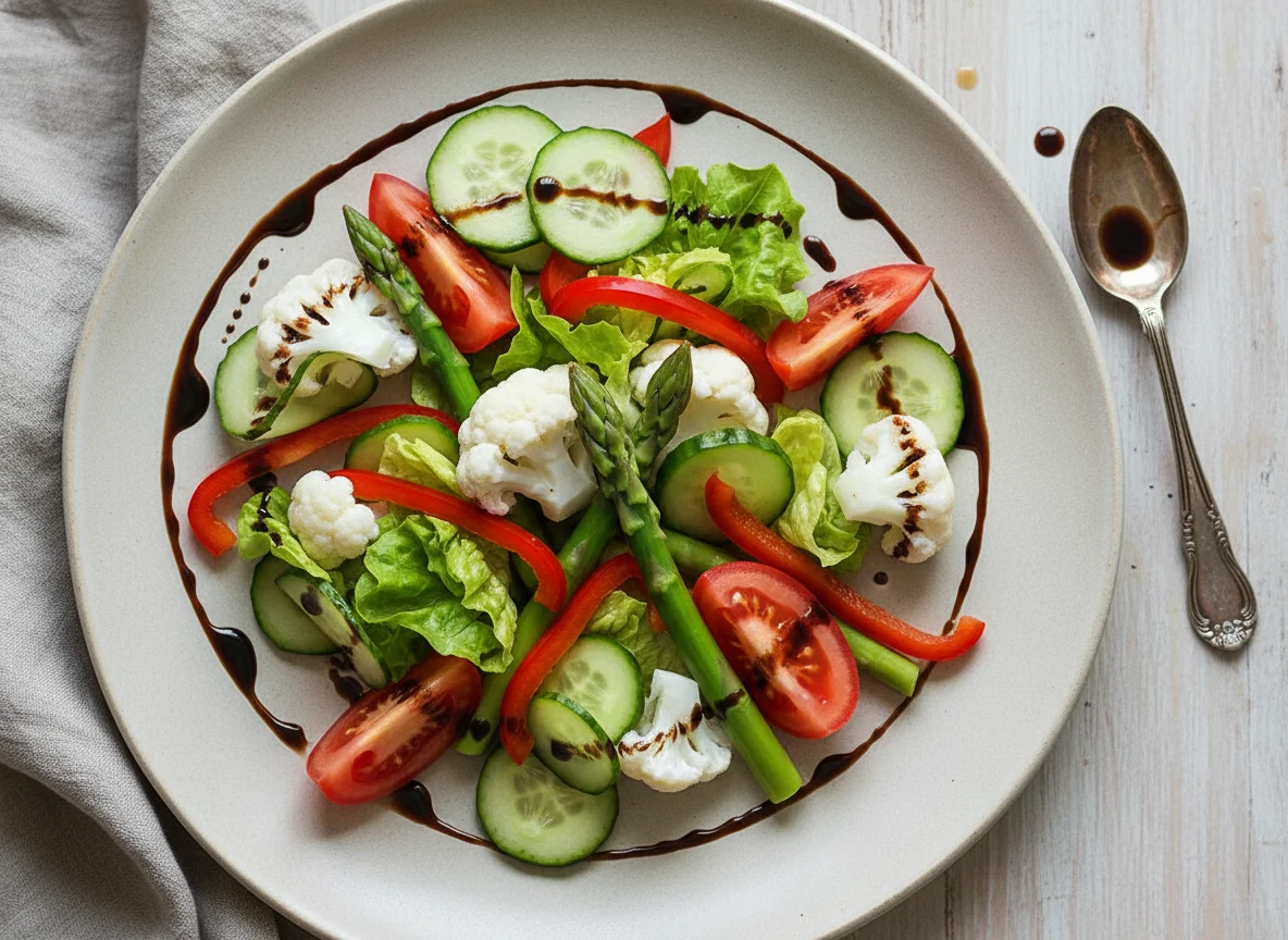 Gemischter Gemüsesalat mit Blumenkohl und Balsamico photo