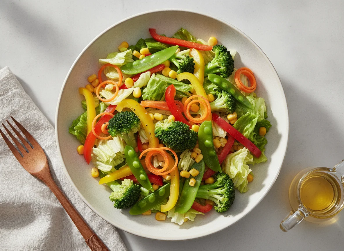 Gemischter Gemüsesalat mit Brokkoli und Mais photo