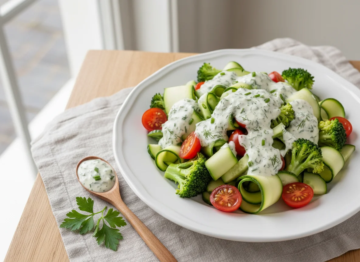 Gemischter Gemüsesalat mit Dressing photo