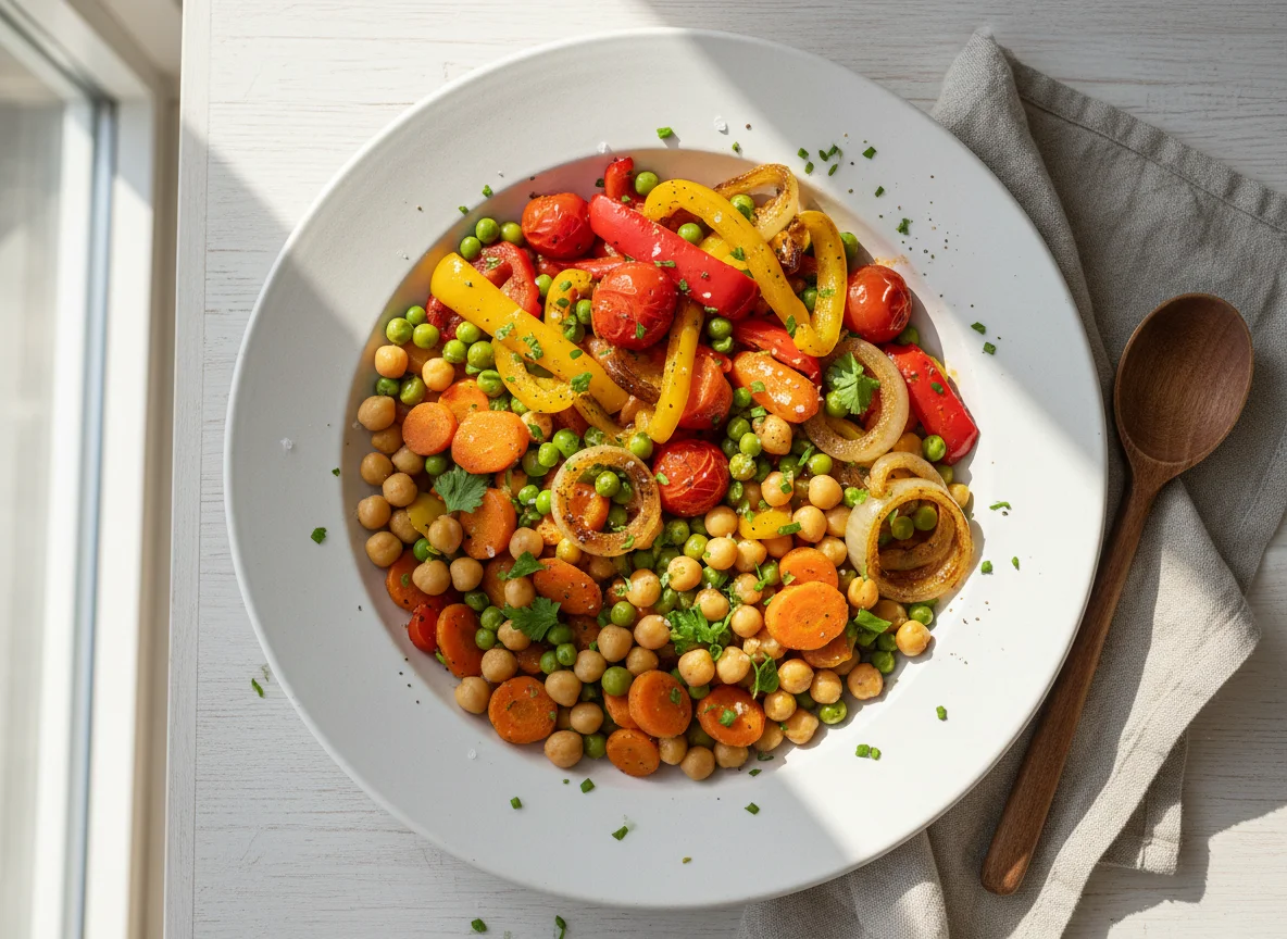 Gemischter Gemüseteller mit Kichererbsen photo