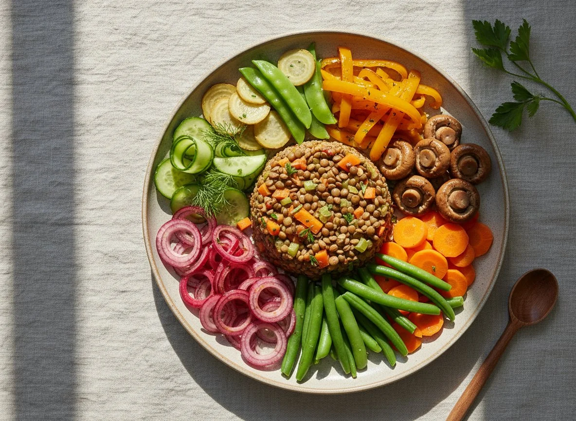 Gemischter Gemüseteller mit Linsen photo