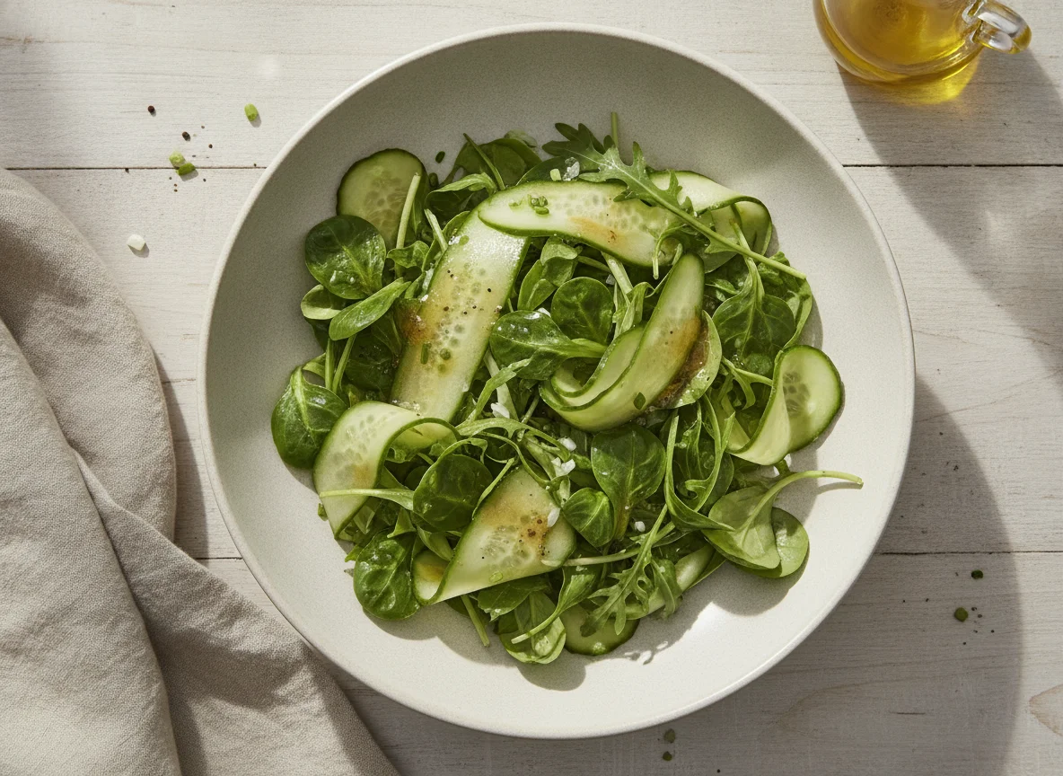 Gemischter grüner Salat mit Gurken photo