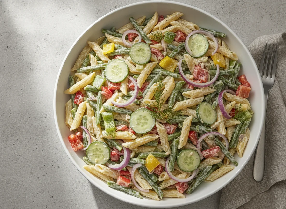 Gemischter Nudelsalat mit Gemüse photo