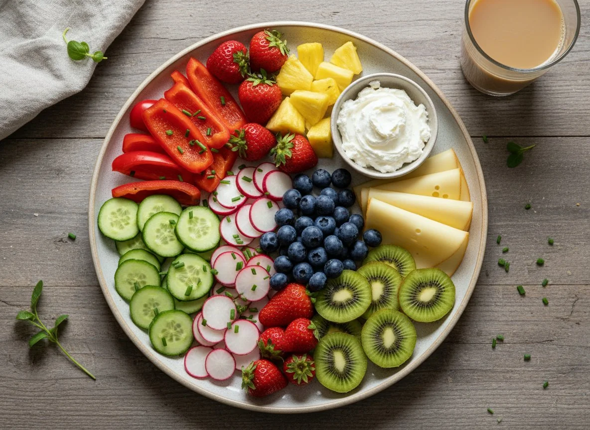 Gemischter Obst- und Gemüseteller photo