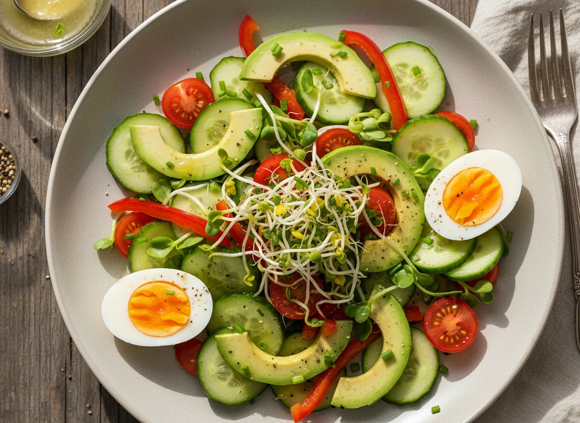 Gemischter Salat mit Avocado und Eiern photo